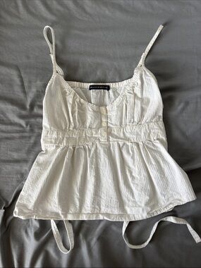 Brandy Melville White Peplum Button-Front Cami
